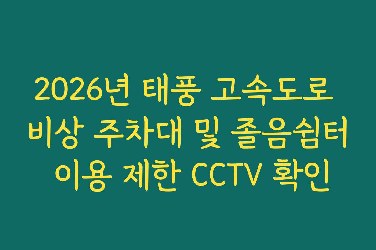 2026년 태풍 고속도로 비상 주차대 및 졸음쉼터 이용 제한 CCTV 확인 2026년 태풍 고속도로 비상 주차대 및 졸음쉼터 이용 제한 CCTV 확인