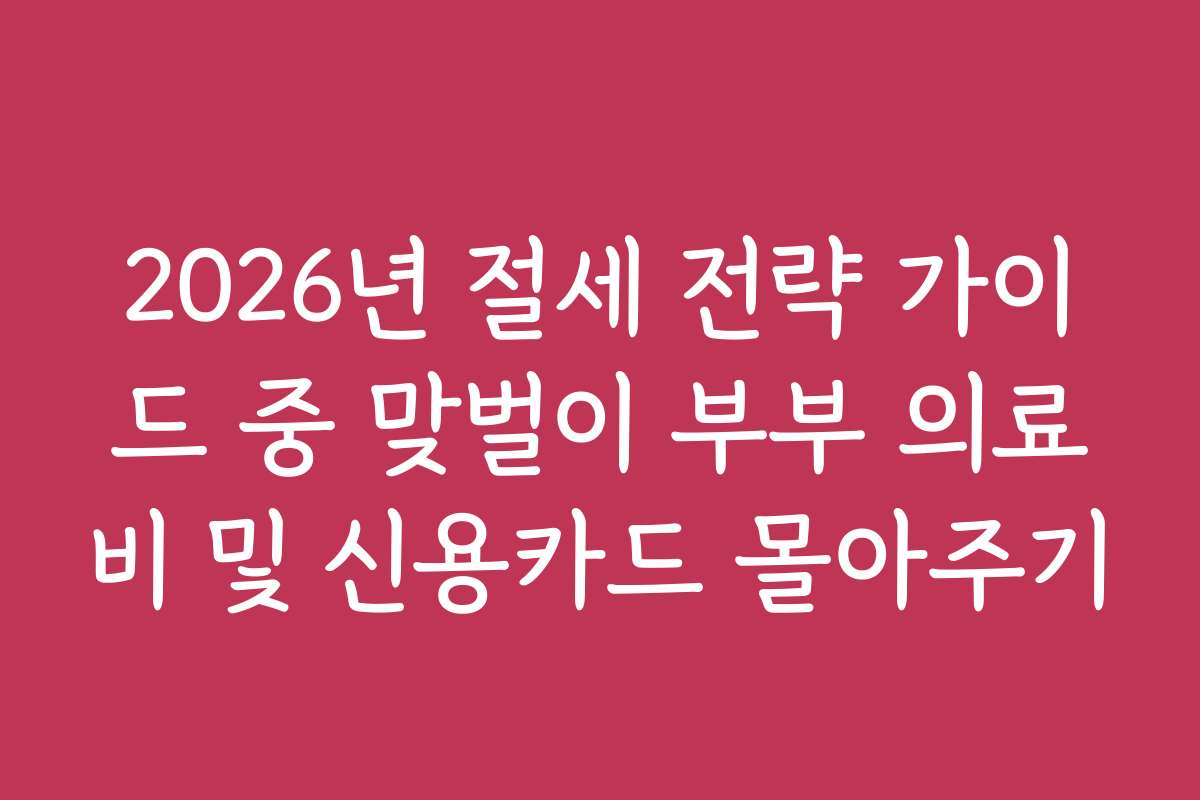 2026년 절세 전략 가이드 중 맞벌이 부부 의료비 및 신용카드 몰아주기