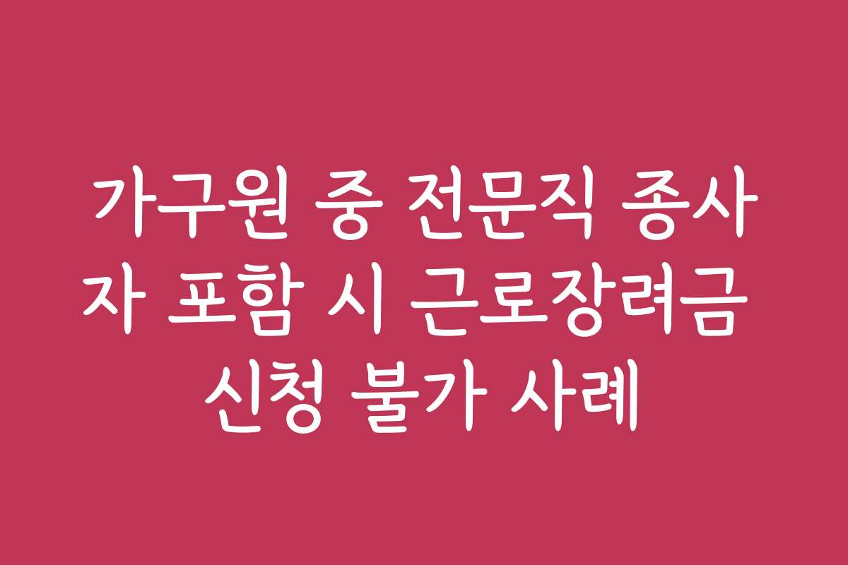 가구원 중 전문직 종사자 포함 시 근로장려금 신청 불가 사례