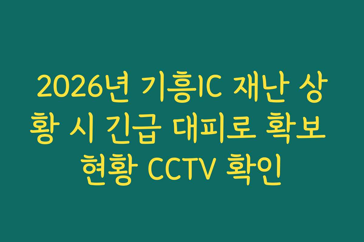 2026년 기흥IC 재난 상황 시 긴급 대피로 확보 현황 CCTV 확인