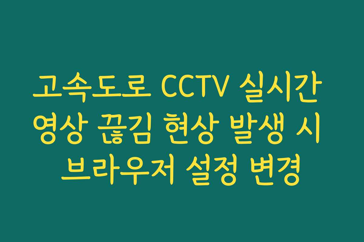 고속도로 CCTV 실시간 영상 끊김 현상 발생 시 브라우저 설정 변경