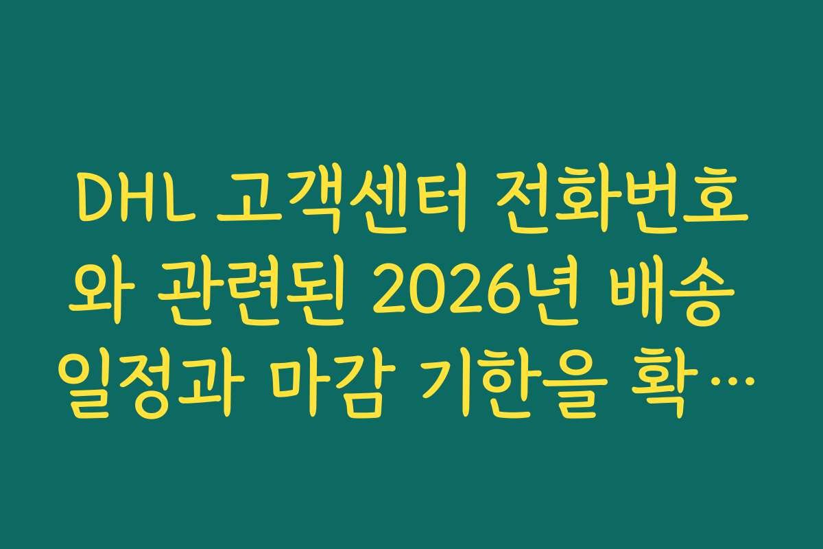 DHL 고객센터 전화번호와 관련된 2026년 배송 일정과 마감 기한을 확인하세요