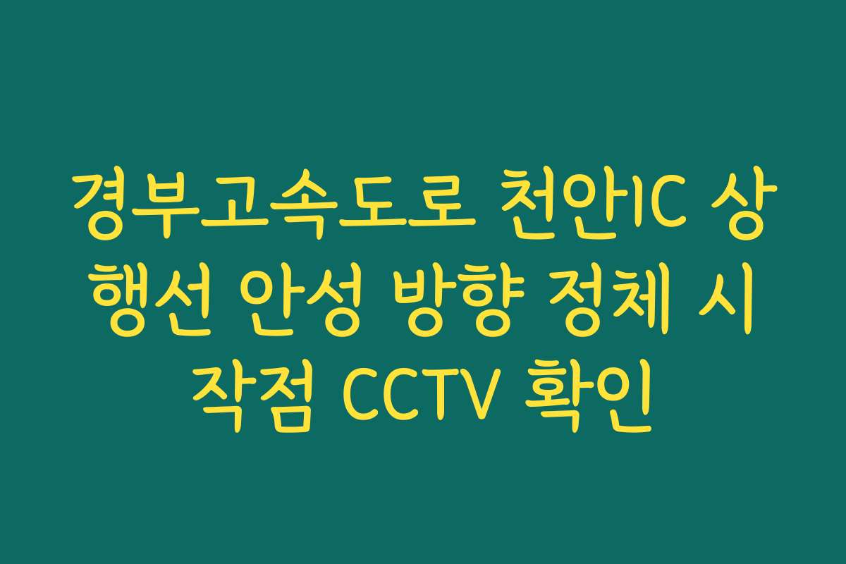 경부고속도로 천안IC 상행선 안성 방향 정체 시작점 CCTV 확인