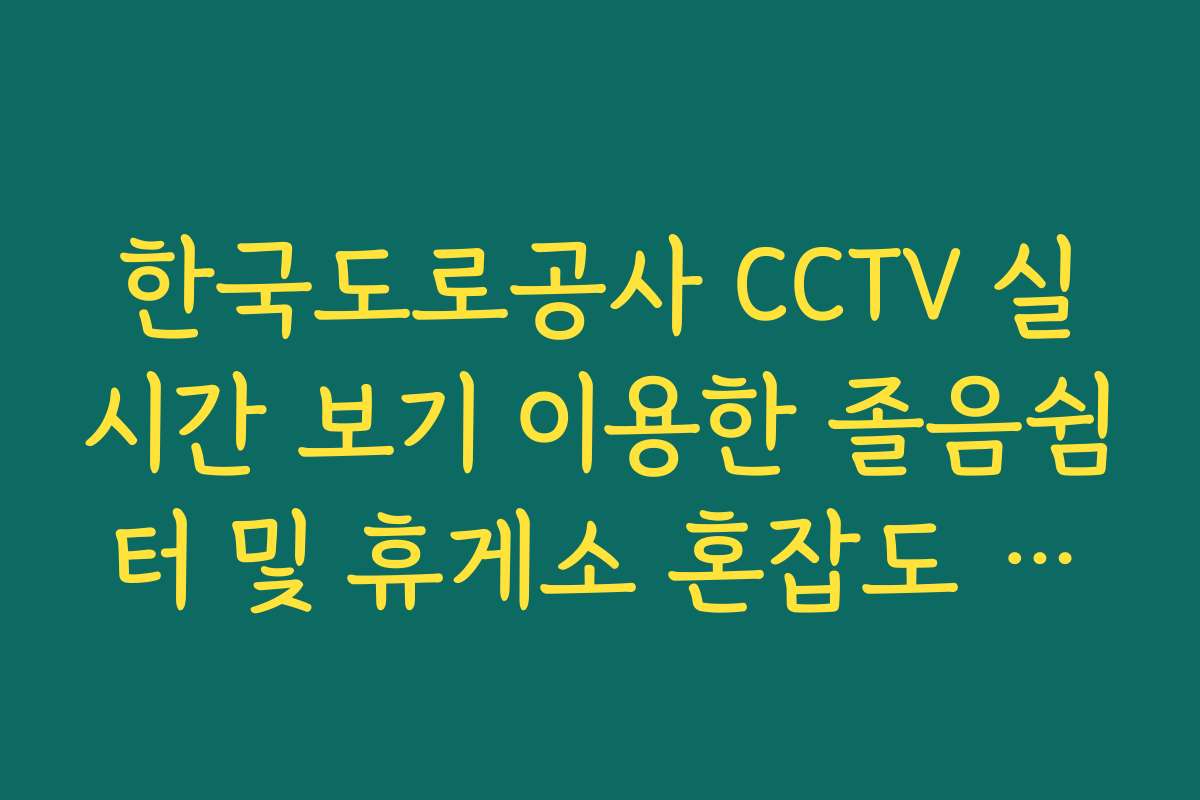 한국도로공사 CCTV 실시간 보기 이용한 졸음쉼터 및 휴게소 혼잡도 확인