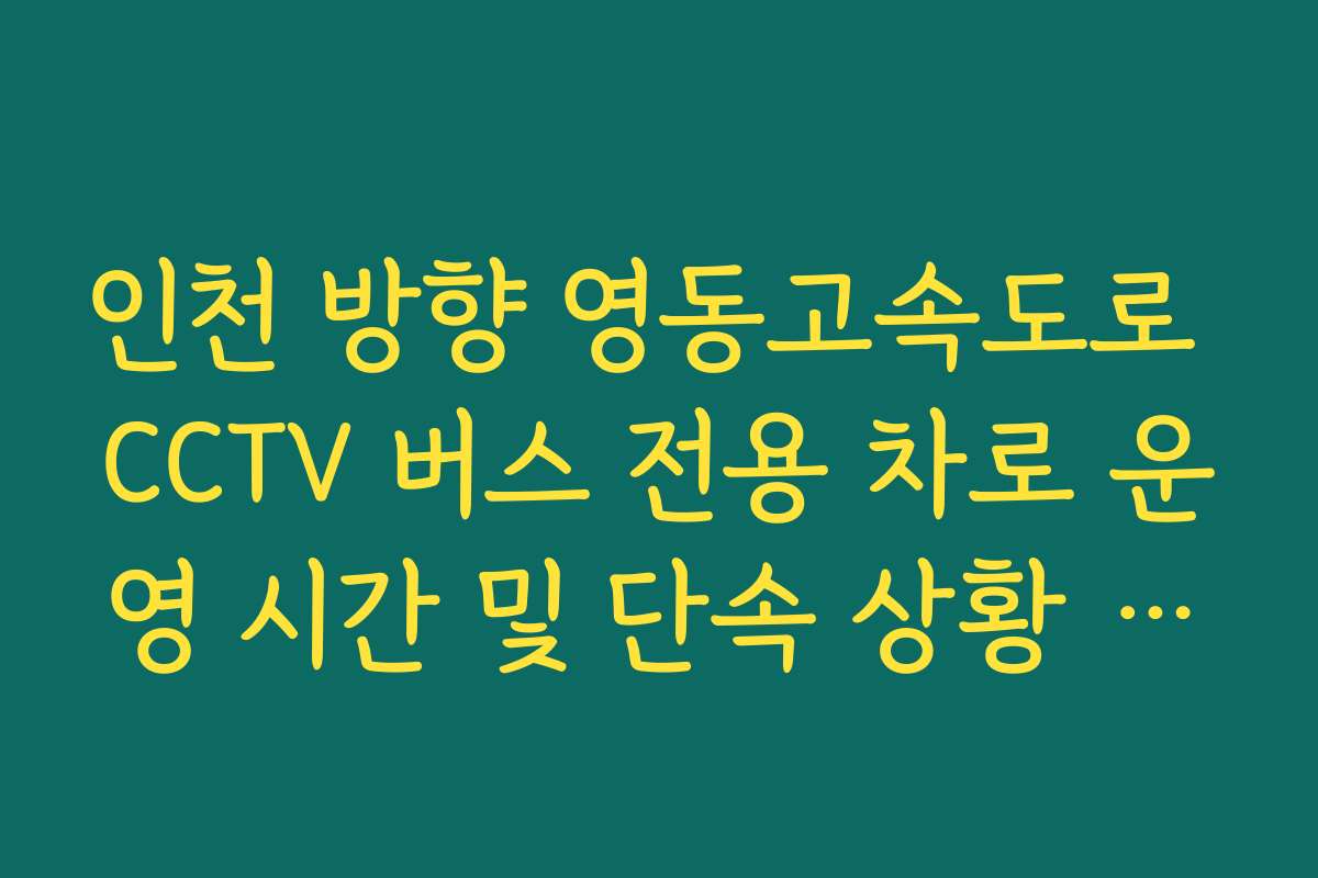 인천 방향 영동고속도로 CCTV 버스 전용 차로 운영 시간 및 단속 상황 체크