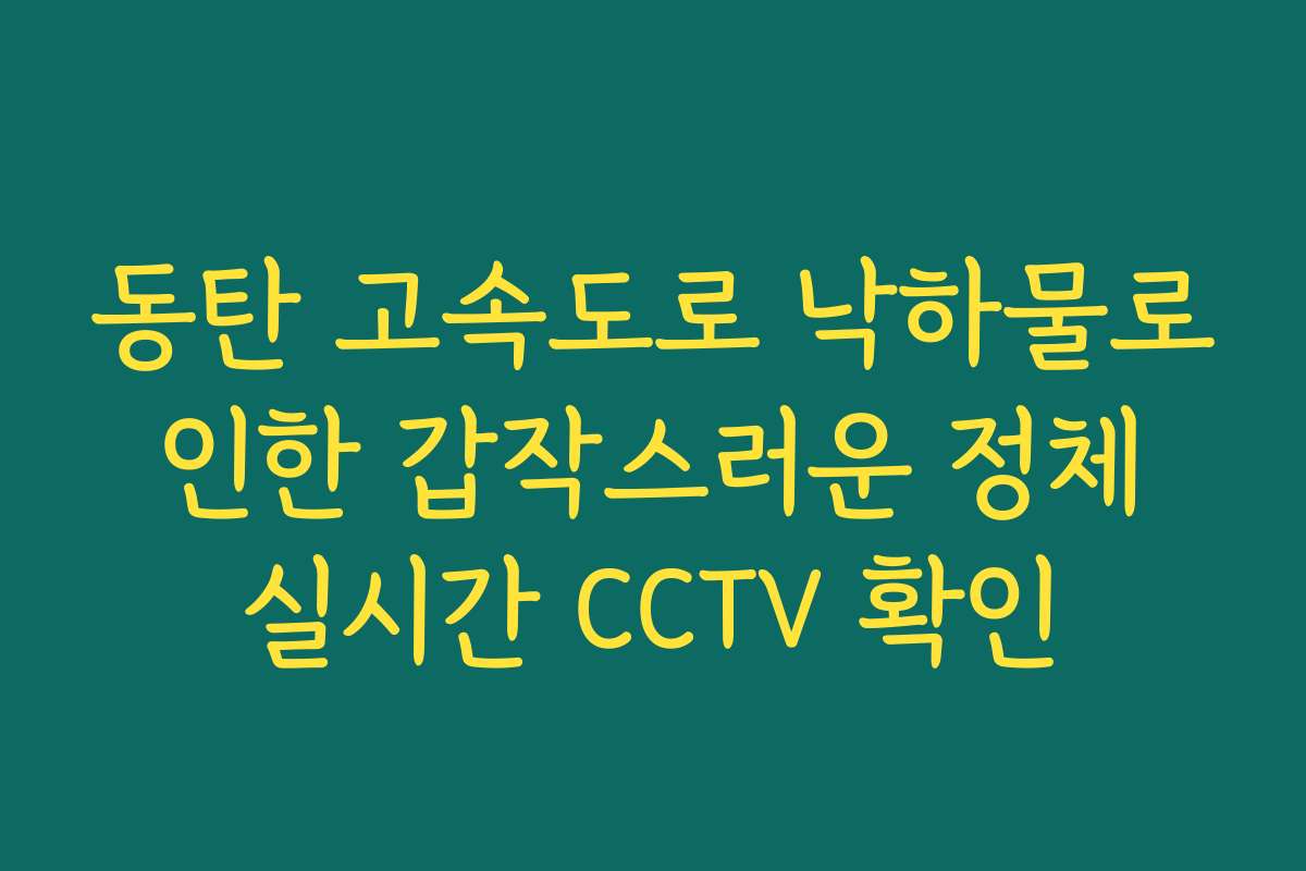 동탄 고속도로 낙하물로 인한 갑작스러운 정체 실시간 CCTV 확인