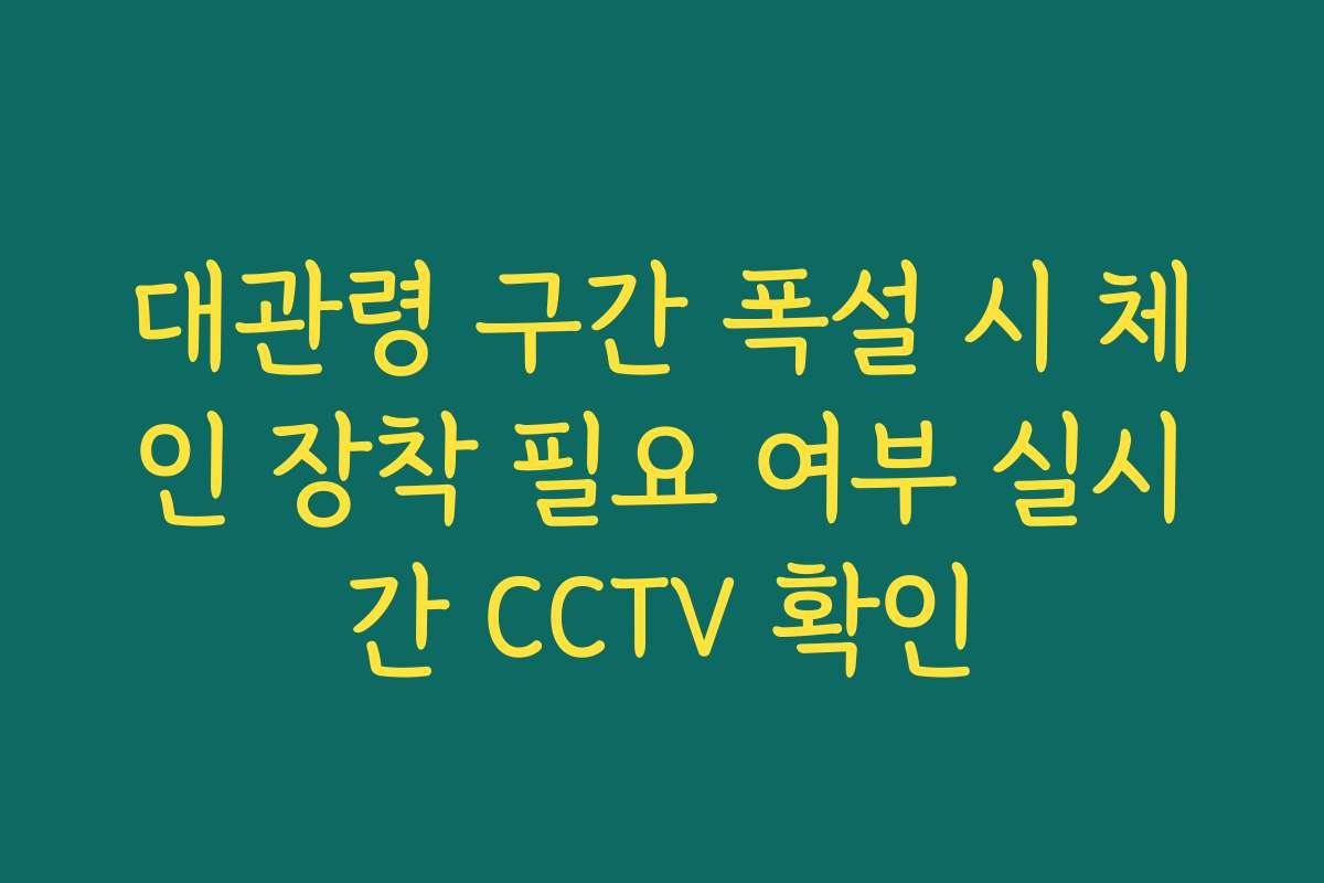 대관령 구간 폭설 시 체인 장착 필요 여부 실시간 CCTV 확인