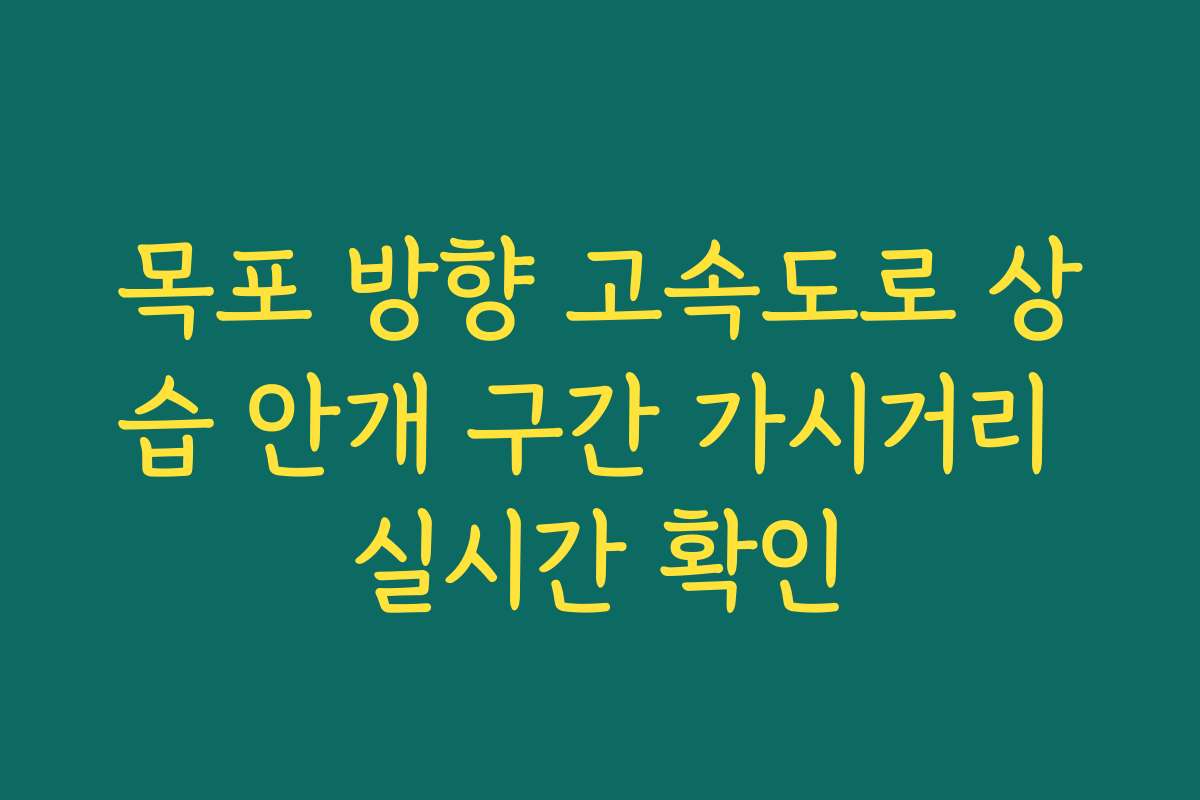 목포 방향 고속도로 상습 안개 구간 가시거리 실시간 확인