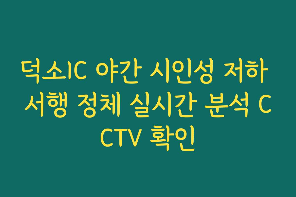 덕소IC 야간 시인성 저하 서행 정체 실시간 분석 CCTV 확인