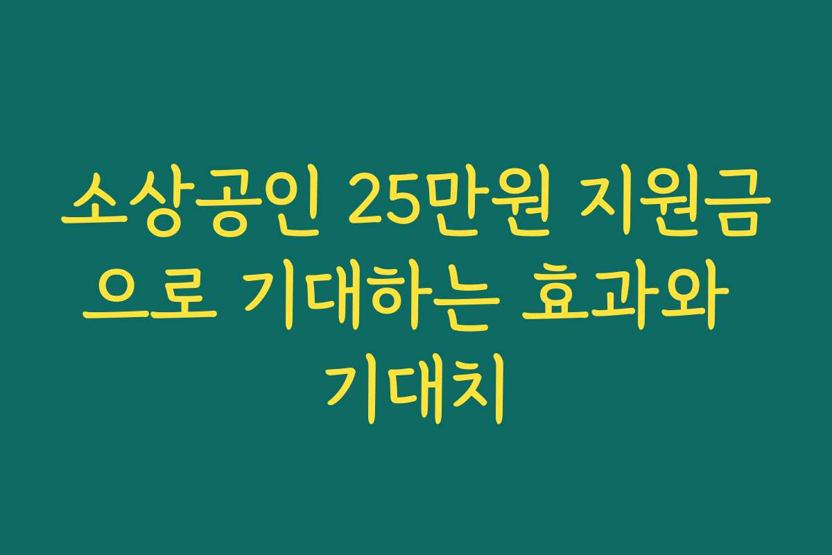 소상공인 25만원 지원금으로 기대하는 효과와 기대치