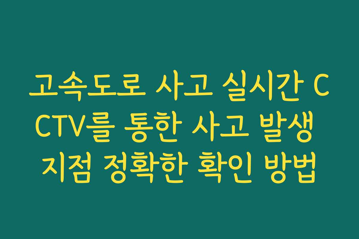 고속도로 사고 실시간 CCTV를 통한 사고 발생 지점 정확한 확인 방법 고속도로 사고 실시간 CCTV를 통한 사고 발생 지점 정확한 확인 방법
