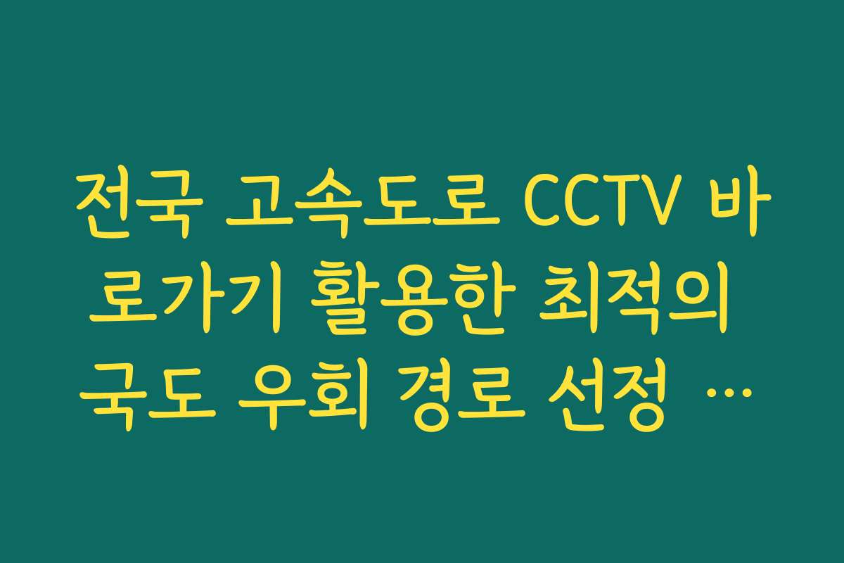 전국 고속도로 CCTV 바로가기 활용한 최적의 국도 우회 경로 선정 방법