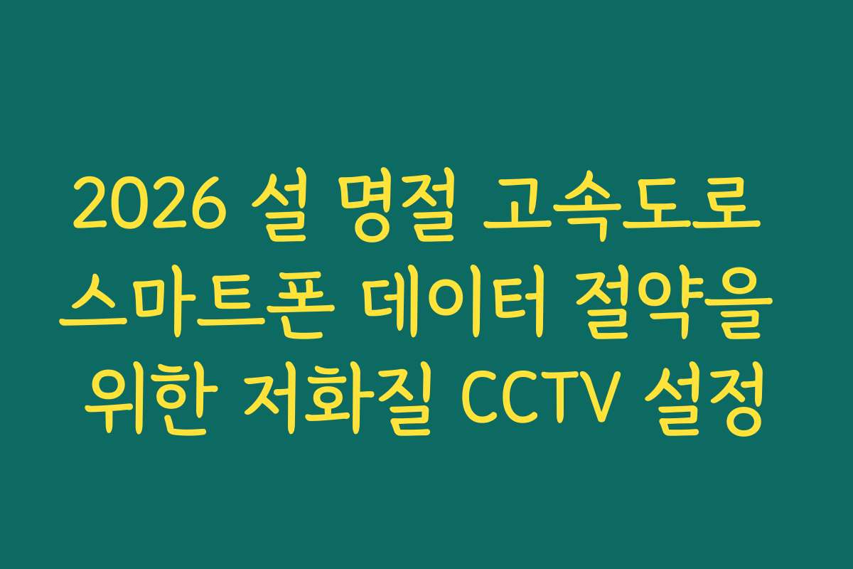2026 설 명절 고속도로 스마트폰 데이터 절약을 위한 저화질 CCTV 설정