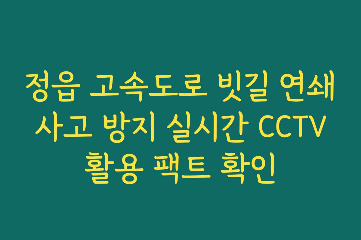 정읍 고속도로 빗길 연쇄 사고 방지 실시간 CCTV 활용 팩트 확인