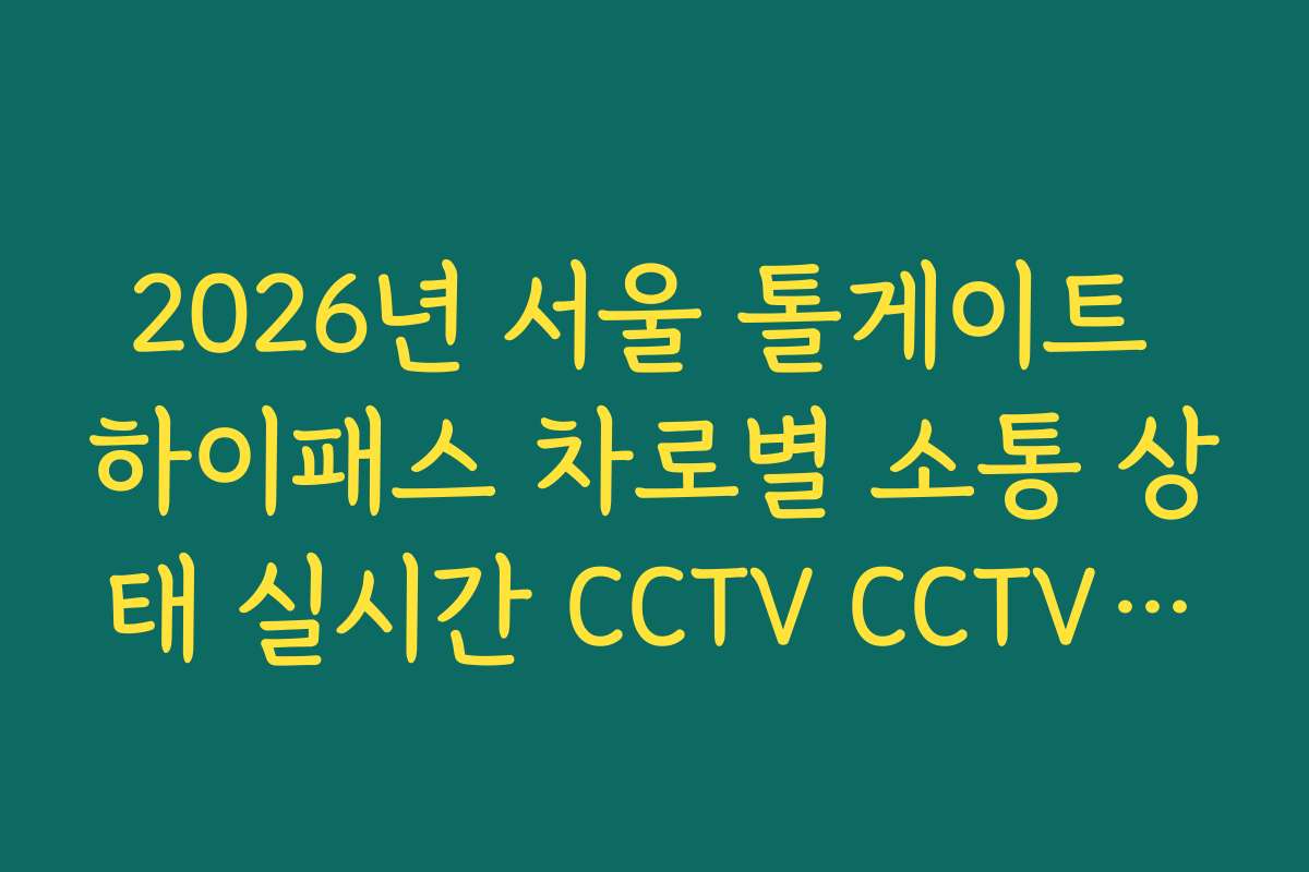 2026년 서울 톨게이트 하이패스 차로별 소통 상태 실시간 CCTV CCTV 확인