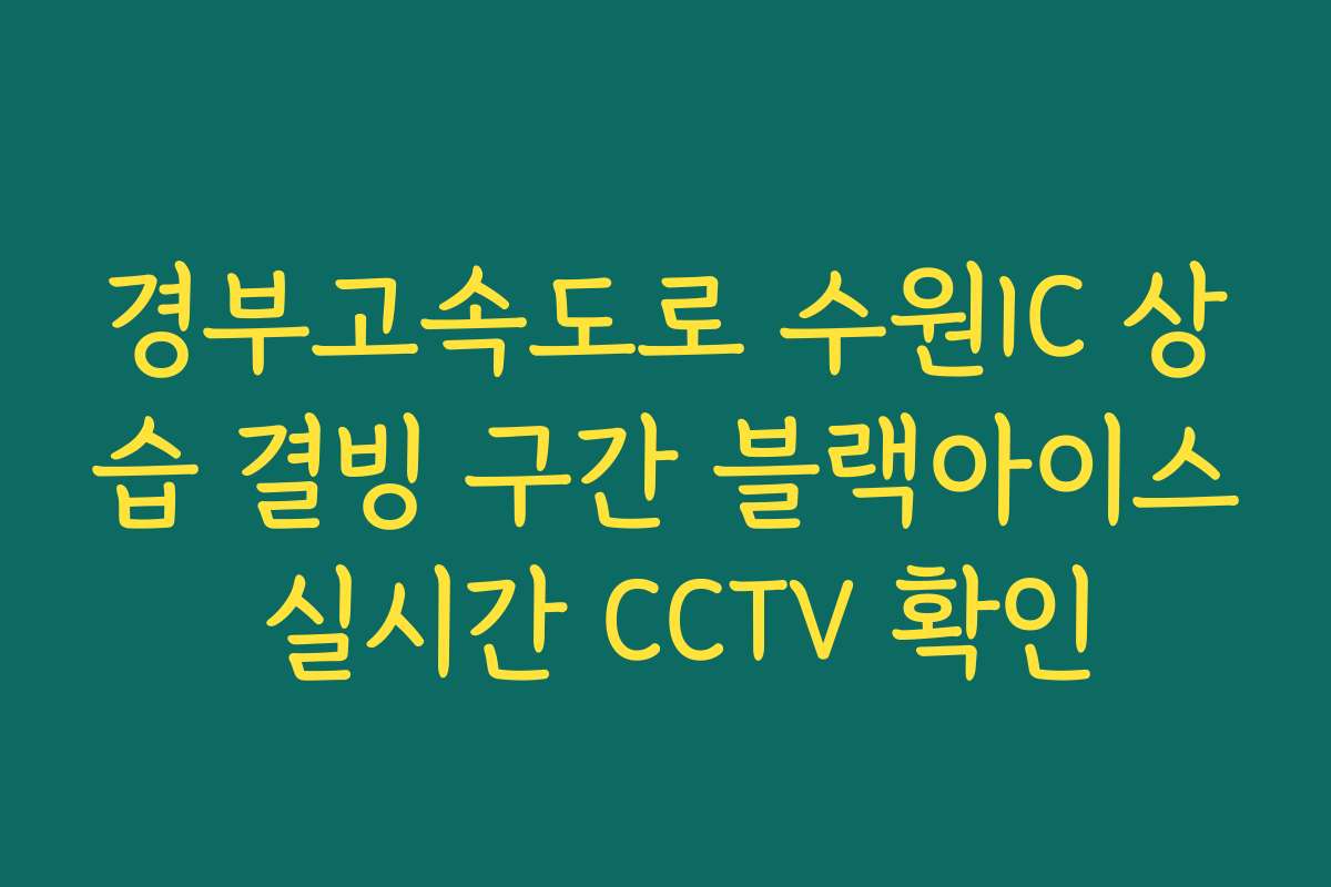 경부고속도로 수원IC 상습 결빙 구간 블랙아이스 실시간 CCTV 확인