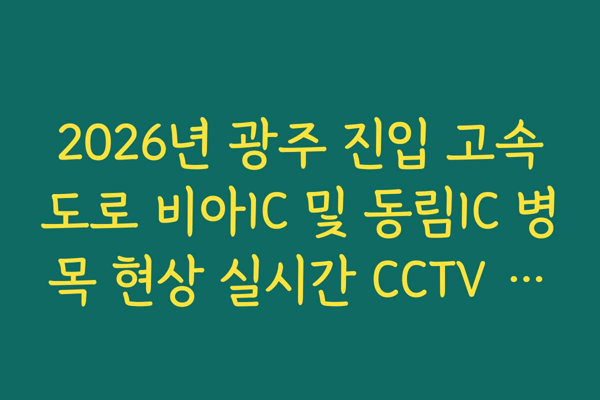 2026년 광주 진입 고속도로 비아IC 및 동림IC 병목 현상 실시간 CCTV 확인