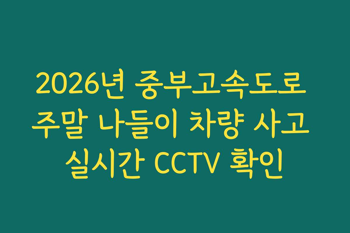 2026년 중부고속도로 주말 나들이 차량 사고 실시간 CCTV 확인