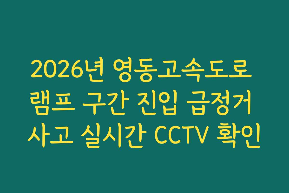 2026년 영동고속도로 램프 구간 진입 급정거 사고 실시간 CCTV 확인