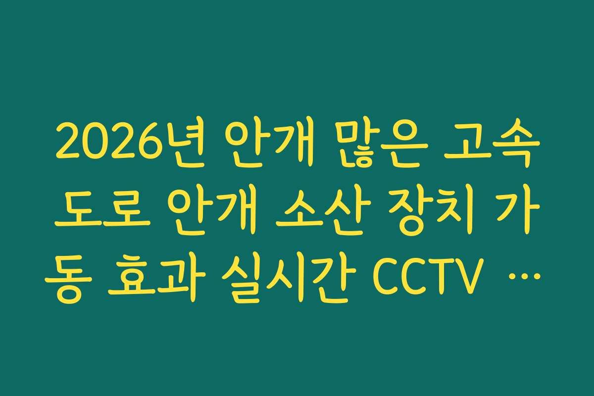 2026년 안개 많은 고속도로 안개 소산 장치 가동 효과 실시간 CCTV 확인