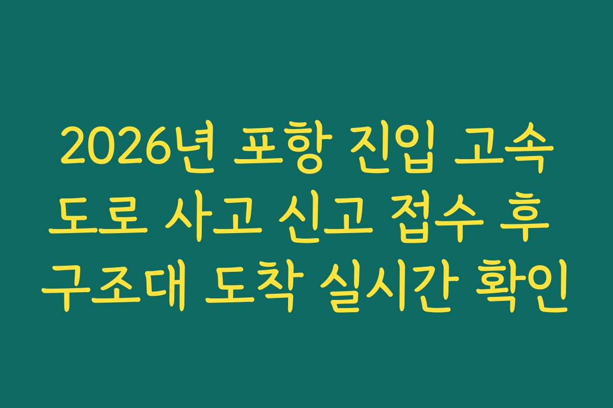 2026년 포항 진입 고속도로 사고 신고 접수 후 구조대 도착 실시간 확인