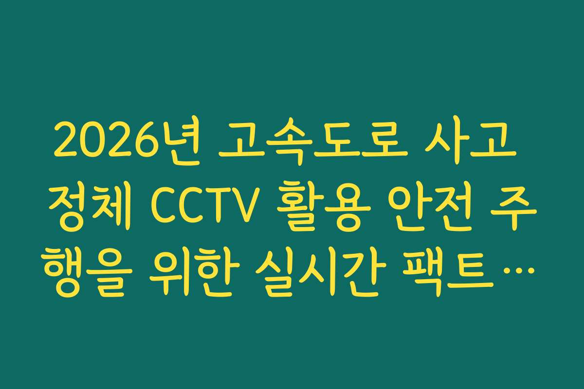 2026년 고속도로 사고 정체 CCTV 활용 안전 주행을 위한 실시간 팩트 체크
