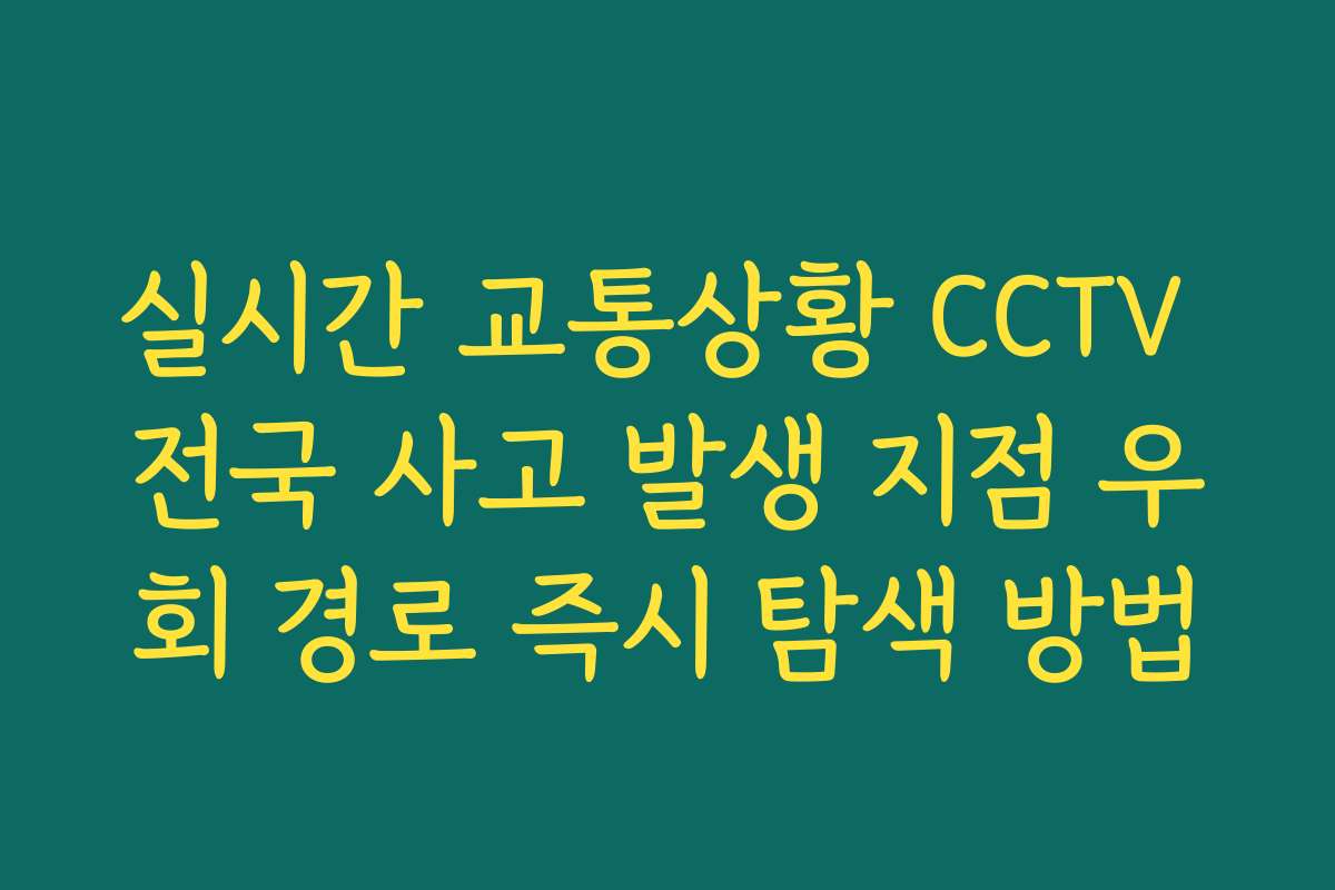 실시간 교통상황 CCTV 전국 사고 발생 지점 우회 경로 즉시 탐색 방법