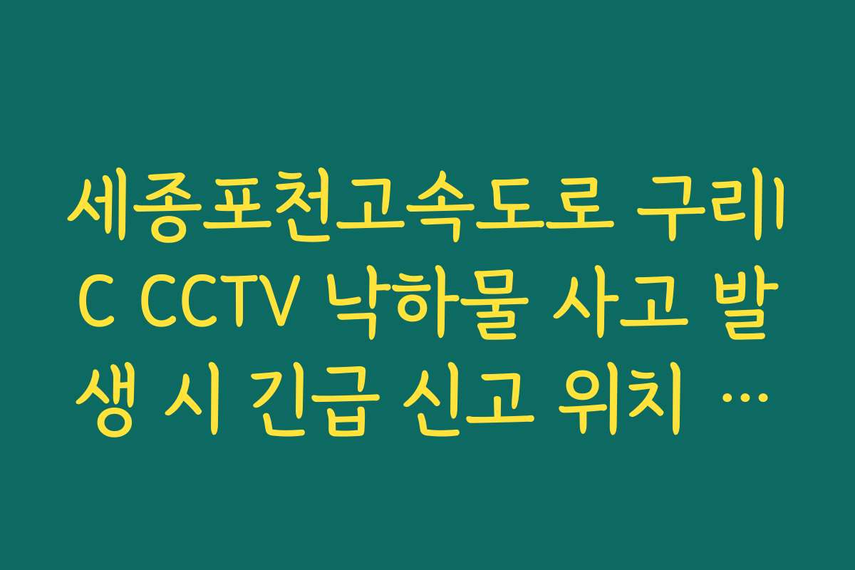 세종포천고속도로 구리IC CCTV 낙하물 사고 발생 시 긴급 신고 위치 파악