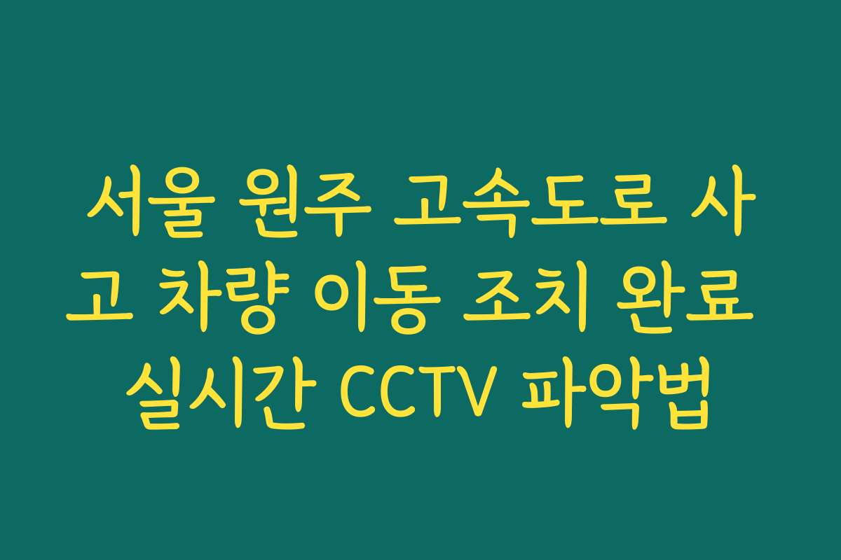 서울 원주 고속도로 사고 차량 이동 조치 완료 실시간 CCTV 파악법