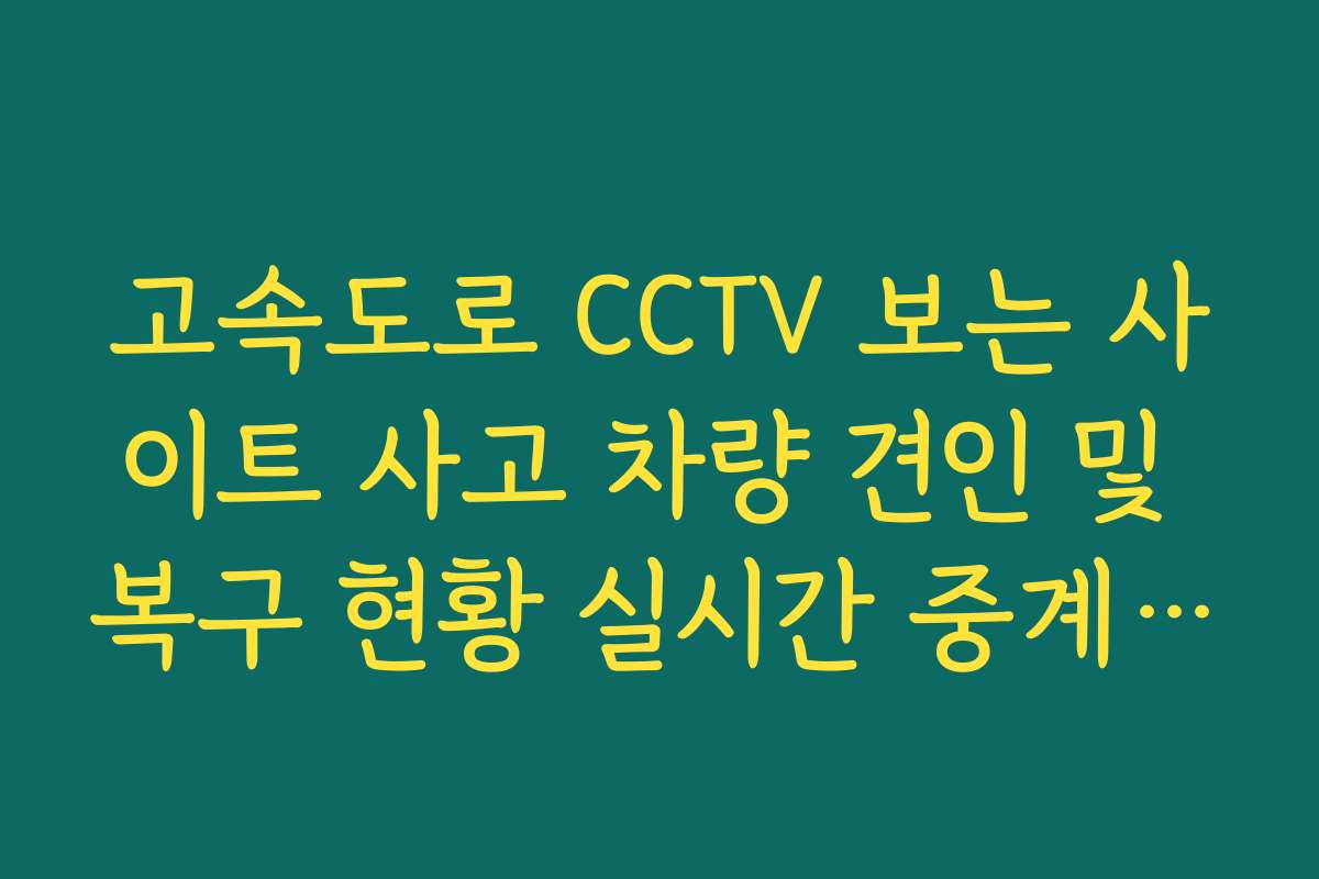 고속도로 CCTV 보는 사이트 사고 차량 견인 및 복구 현황 실시간 중계 사이트