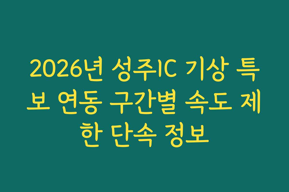 2026년 성주IC 기상 특보 연동 구간별 속도 제한 단속 정보 2026년 성주IC 기상 특보 연동 구간별 속도 제한 단속 정보