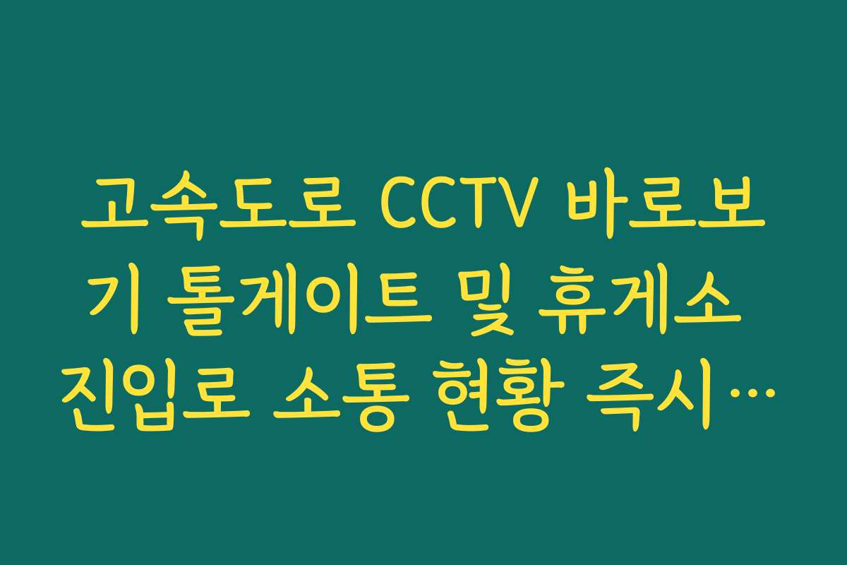 고속도로 CCTV 바로보기 톨게이트 및 휴게소 진입로 소통 현황 즉시 보기