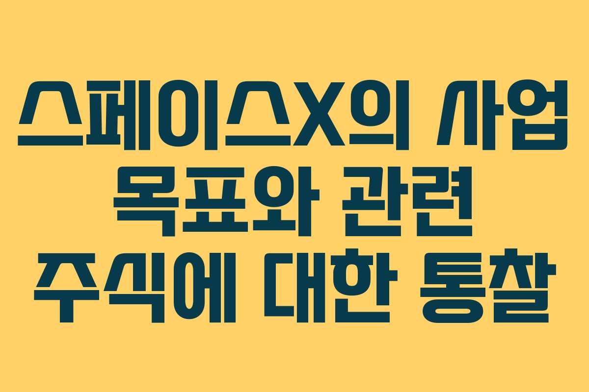 스페이스X의 사업 목표와 관련 주식에 대한 통찰