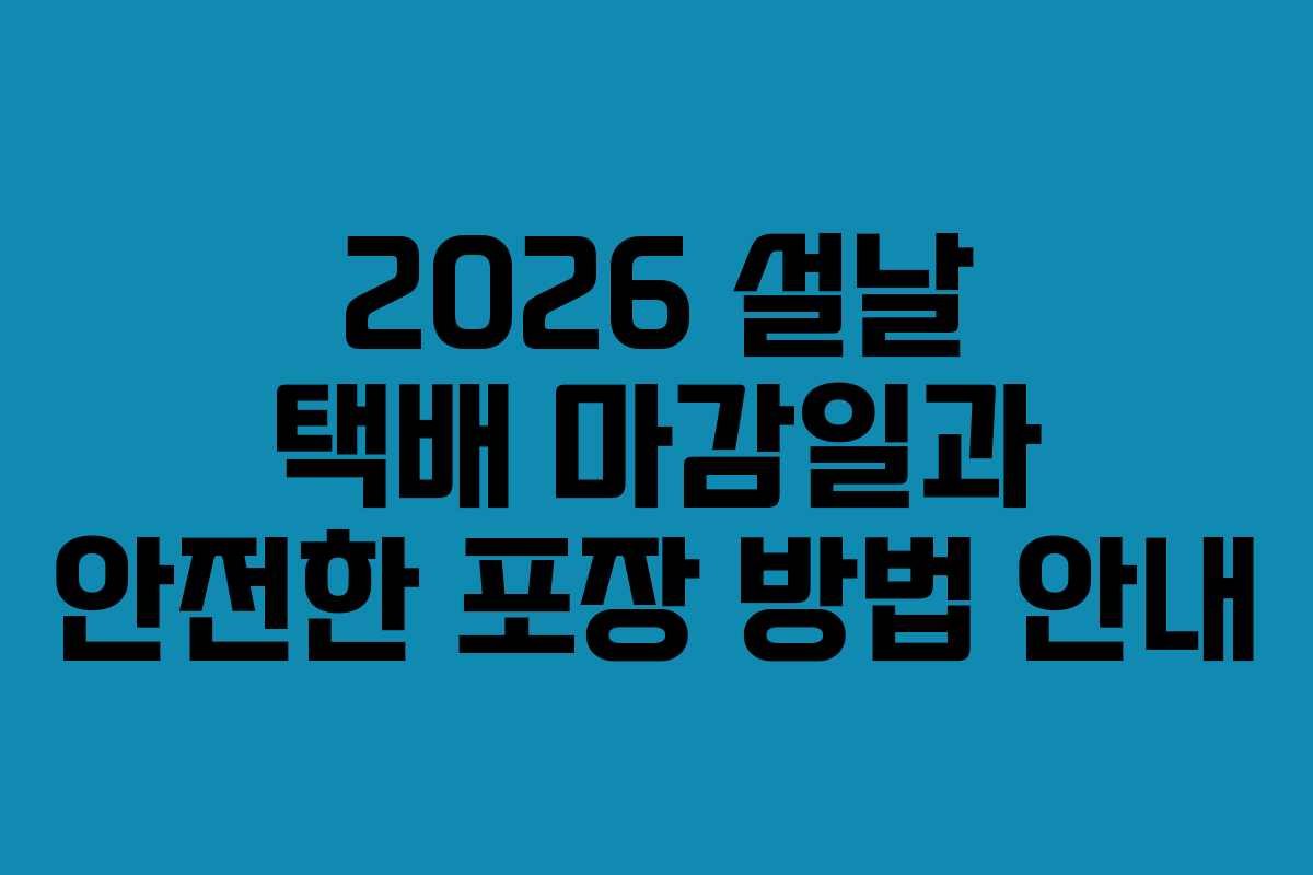 2026 설날 택배 마감일과 안전한 포장 방법 안내