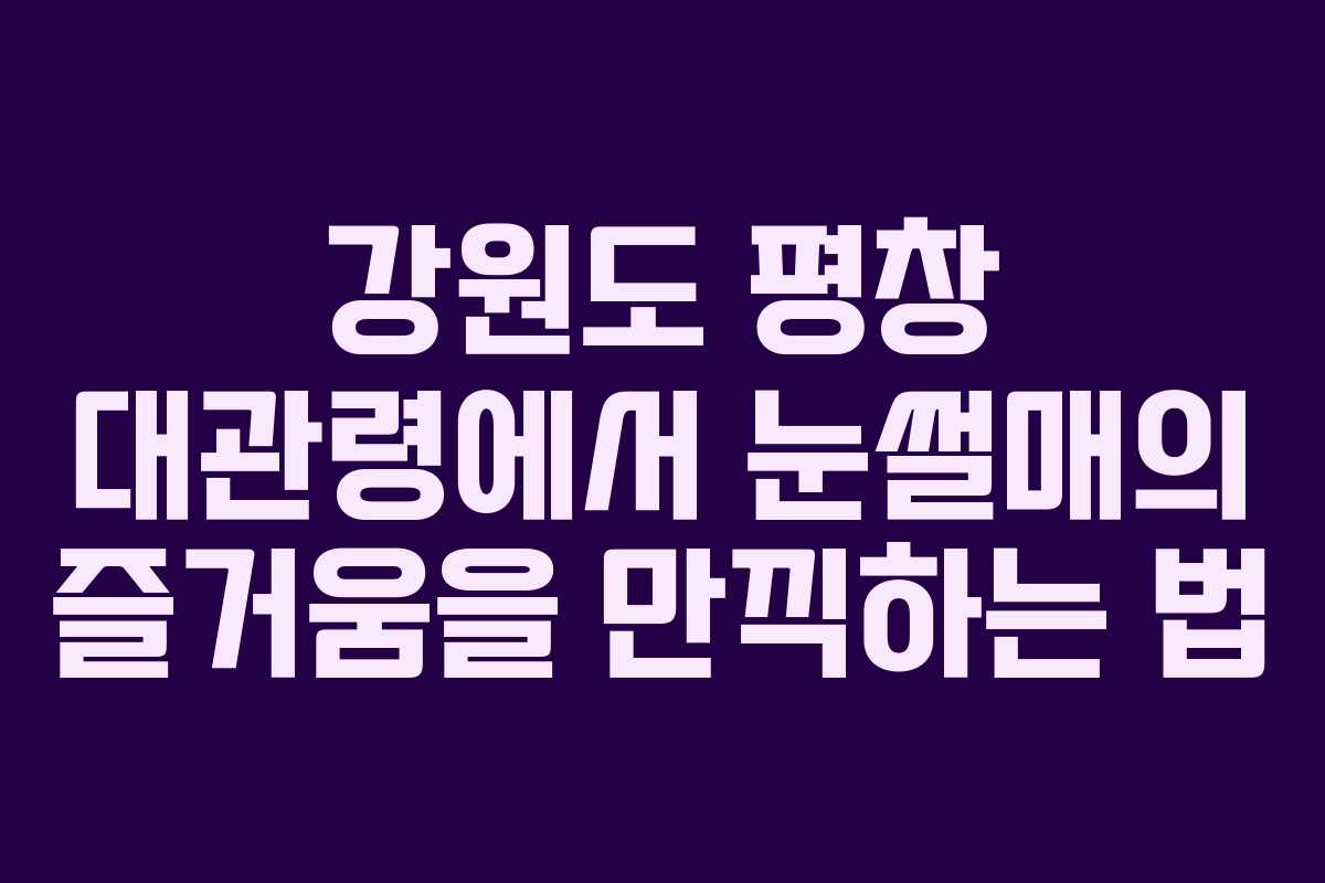 강원도 평창 대관령에서 눈썰매의 즐거움을 만끽하는 법