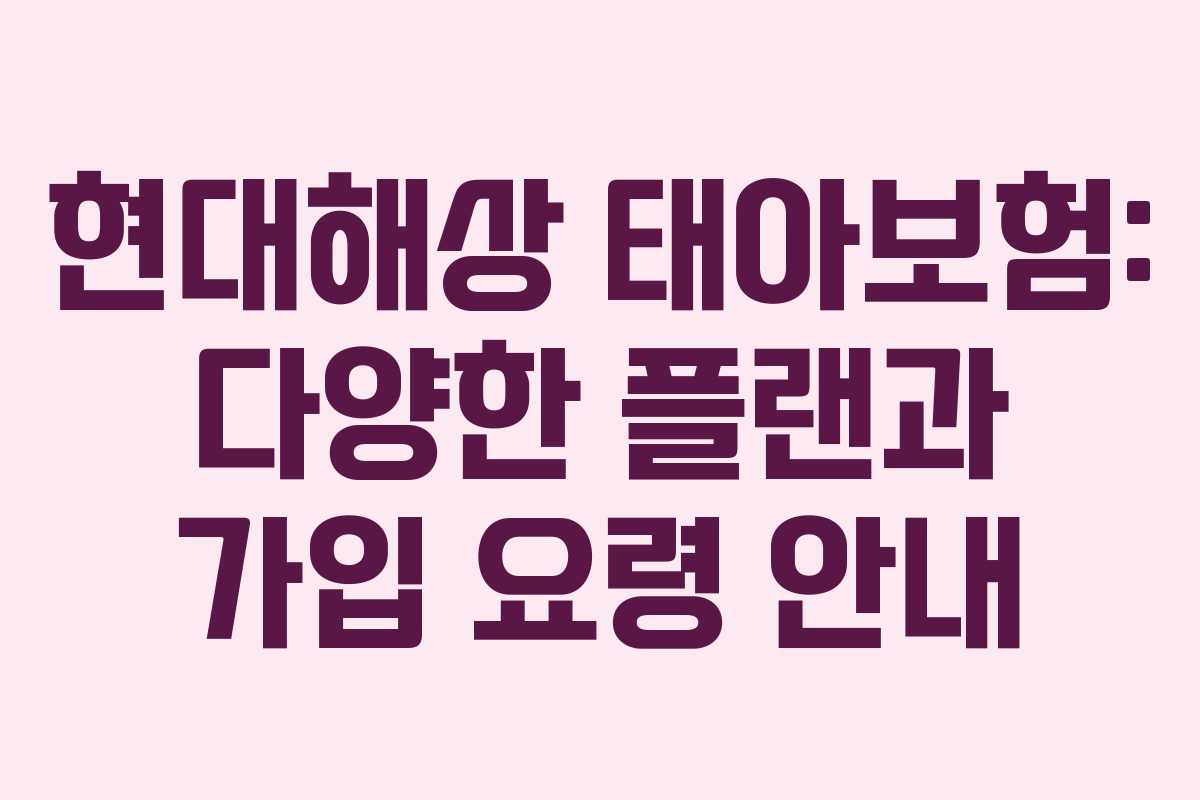 현대해상 태아보험: 다양한 플랜과 가입 요령 안내