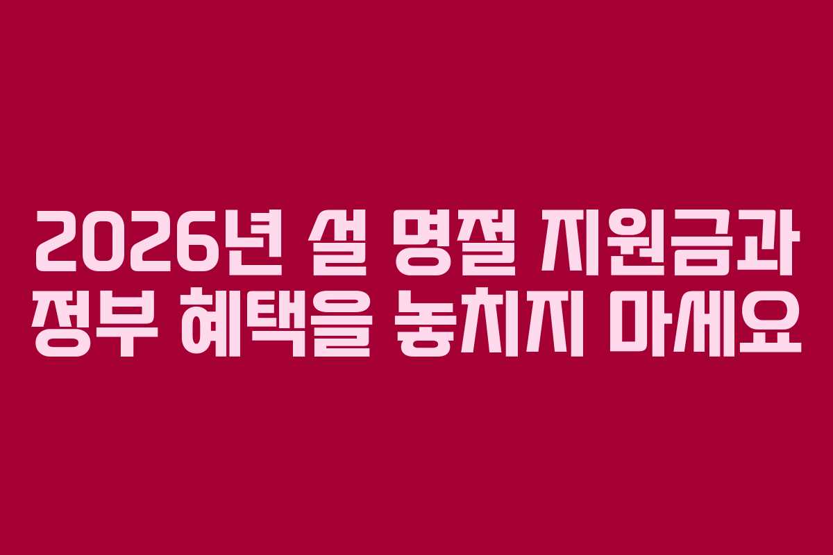 2026년 설 명절 지원금과 정부 혜택을 놓치지 마세요