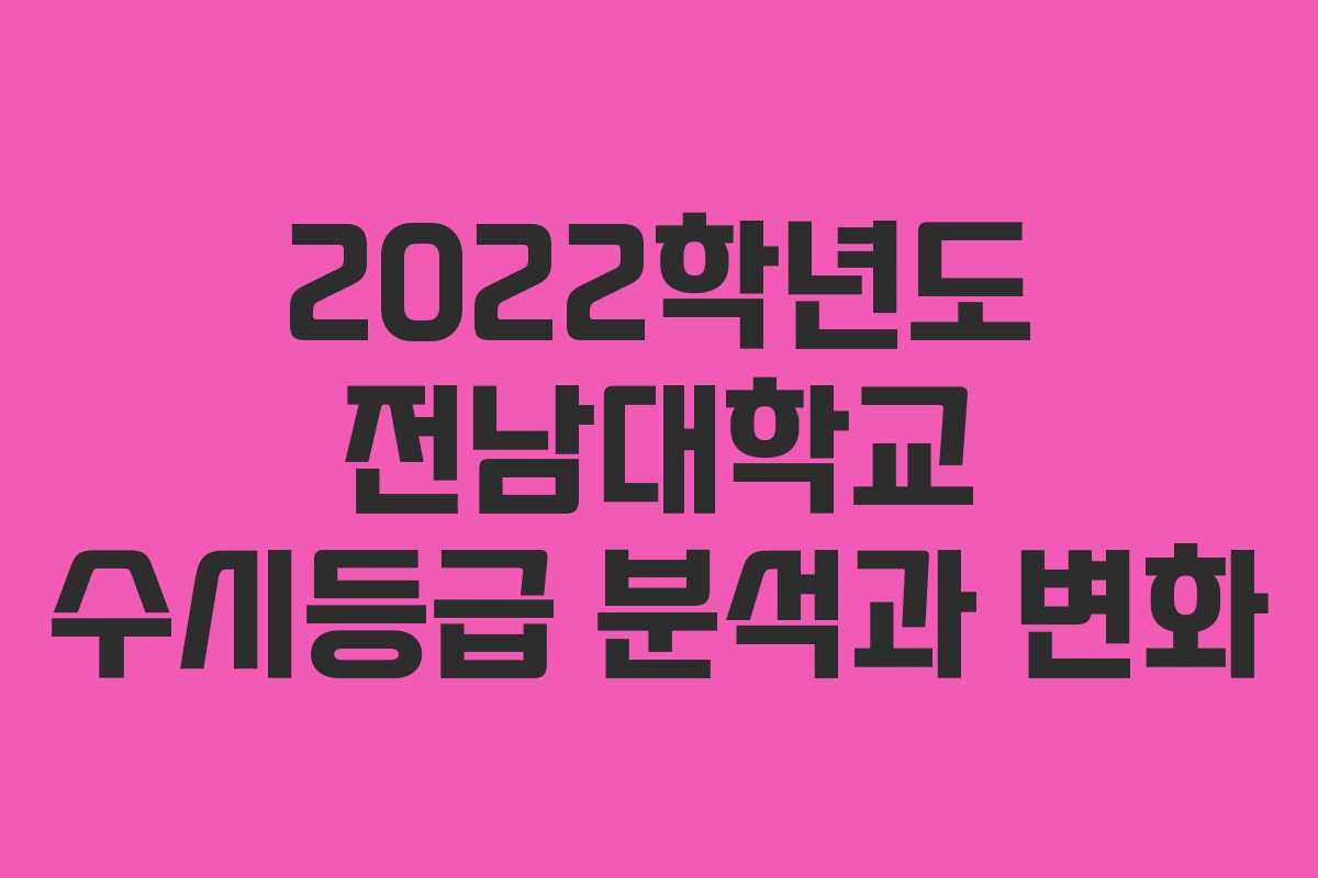 2022학년도 전남대학교 수시등급 분석과 변화