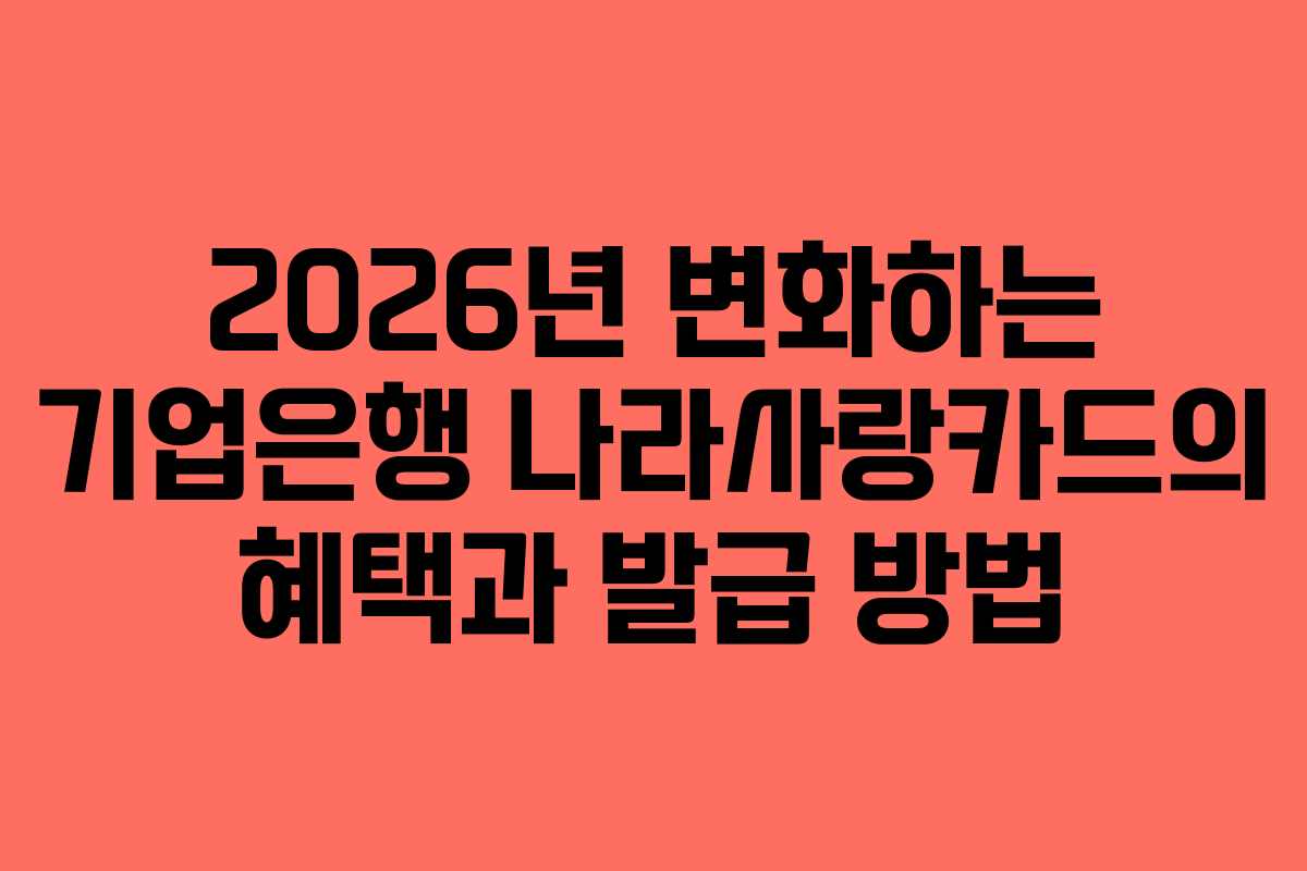 2026년 변화하는 기업은행 나라사랑카드의 혜택과 발급 방법