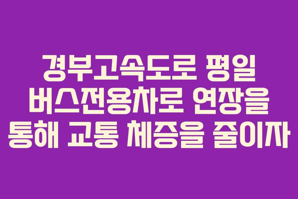 경부고속도로 평일 버스전용차로 연장을 통해 교통 체증을 줄이자