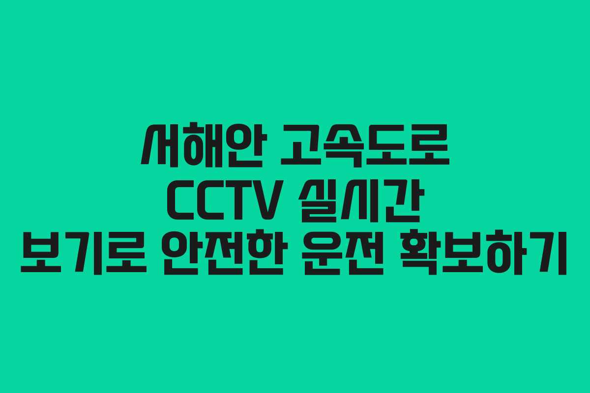 서해안 고속도로 CCTV 실시간 보기로 안전한 운전 확보하기