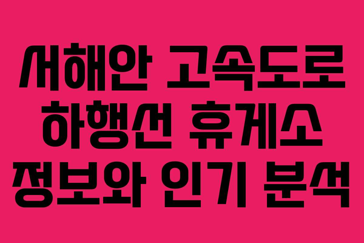 서해안 고속도로 하행선 휴게소 정보와 인기 분석