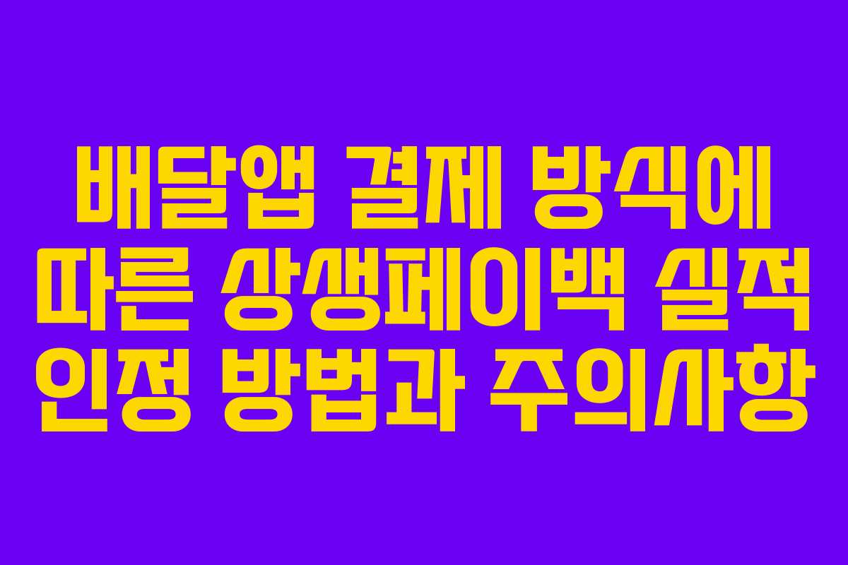 배달앱 결제 방식에 따른 상생페이백 실적 인정 방법과 주의사항 배달앱 결제 방식에 따른 상생페이백 실적 인정 방법과 주의사항