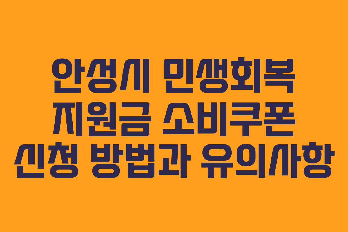 안성시 민생회복 지원금 소비쿠폰 신청 방법과 유의사항