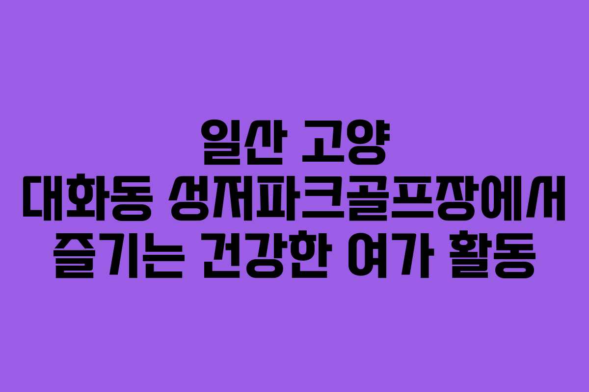 일산 고양 대화동 성저파크골프장에서 즐기는 건강한 여가 활동