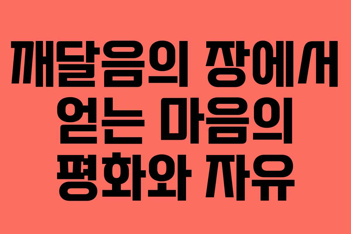 깨달음의 장에서 얻는 마음의 평화와 자유