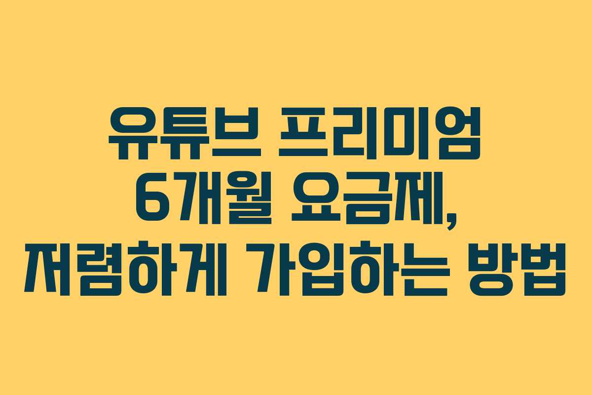 유튜브 프리미엄 6개월 요금제, 저렴하게 가입하는 방법 유튜브 프리미엄 6개월 요금제, 저렴하게 가입하는 방법