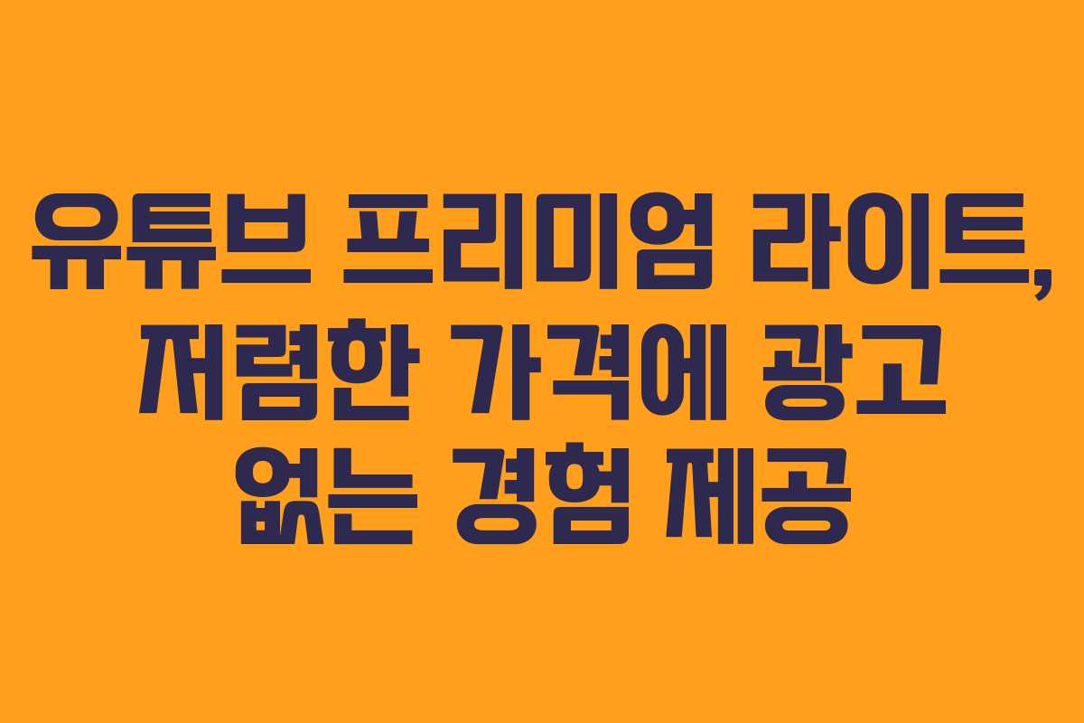 유튜브 프리미엄 라이트, 저렴한 가격에 광고 없는 경험 제공