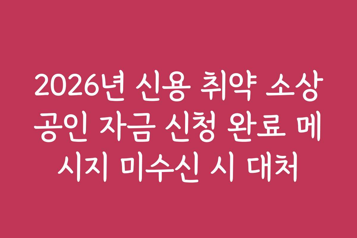 2026년 신용 취약 소상공인 자금 신청 완료 메시지 미수신 시 대처