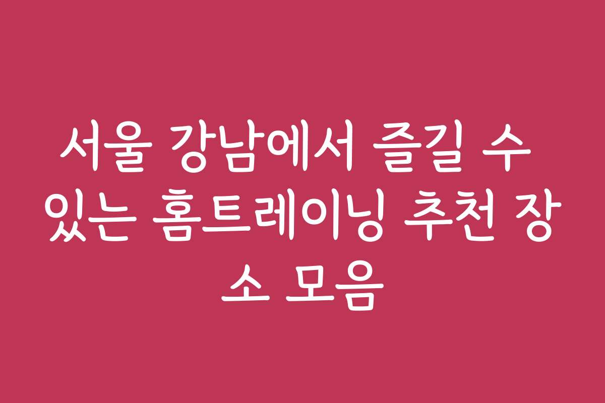 서울 강남에서 즐길 수 있는 홈트레이닝 추천 장소 모음